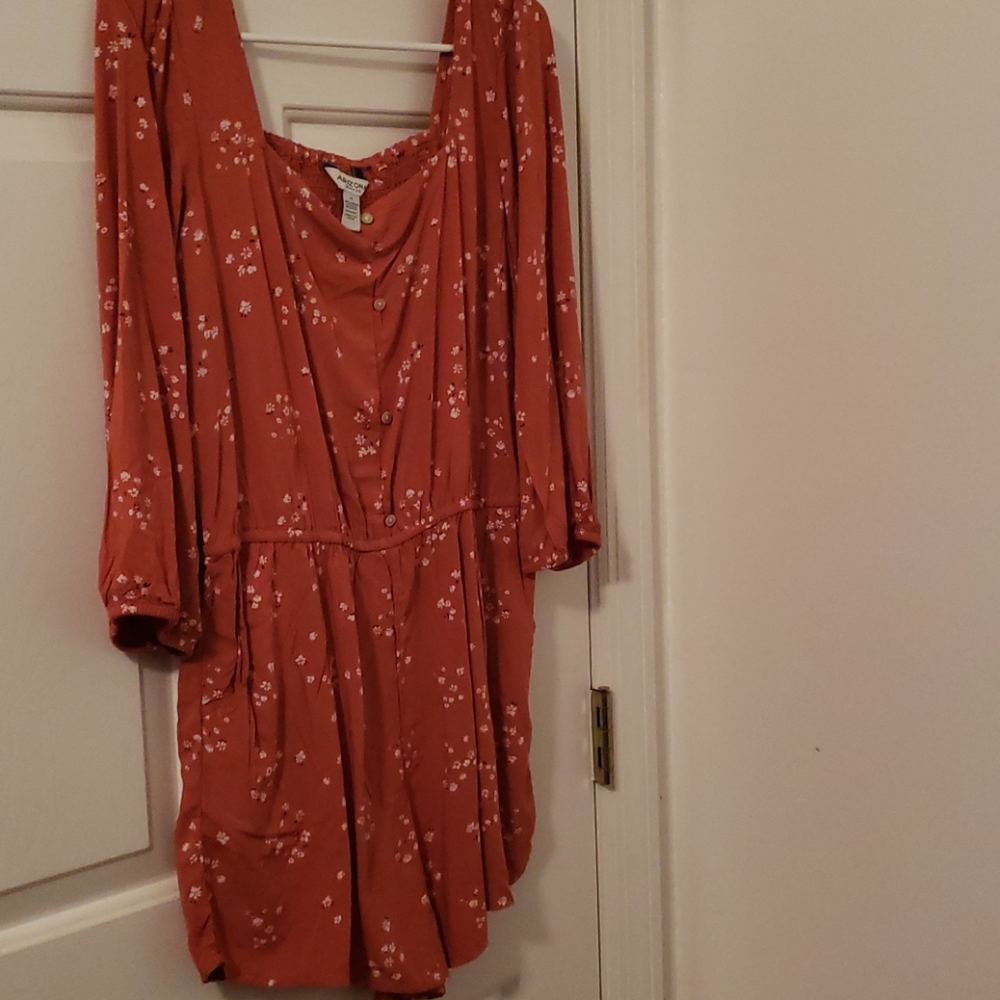 peachy orange floral romper